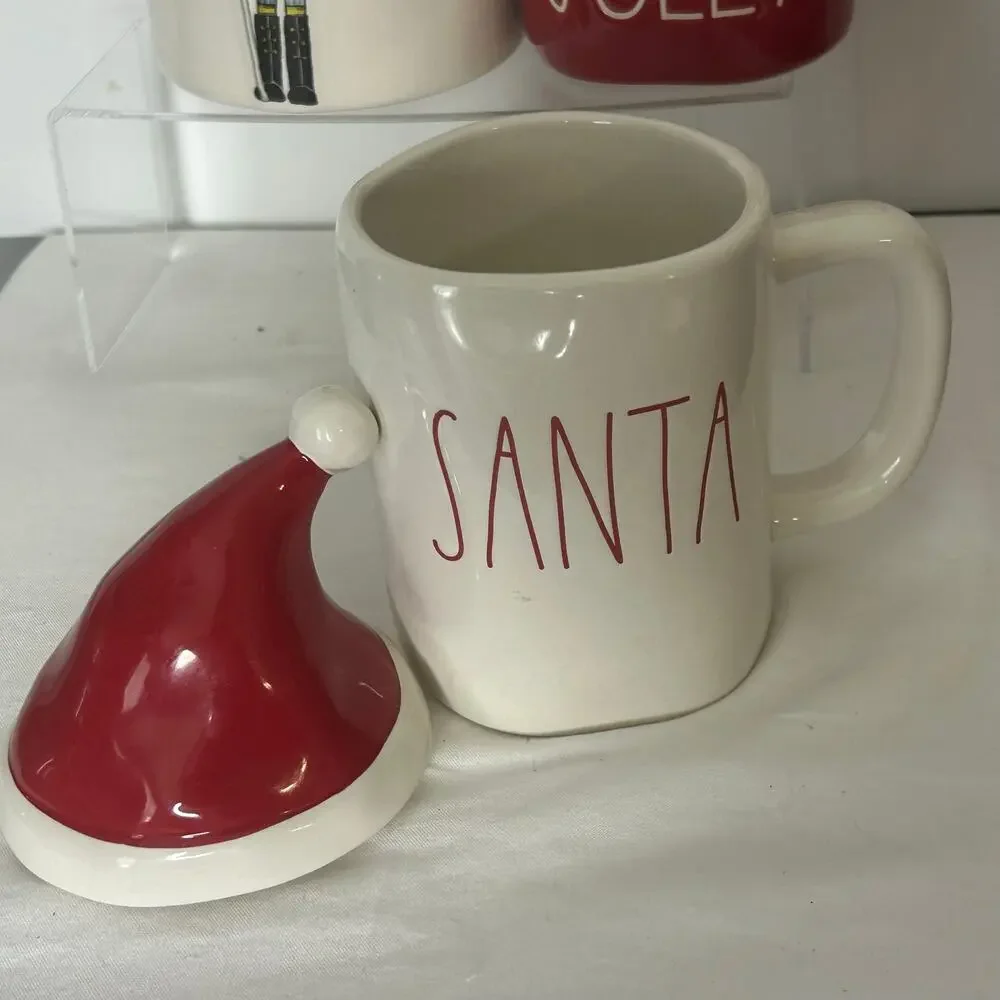 Rae Dunn Christmas Set of 4 Peace Nutcracker Canister Santa Mrs Claus Mugs